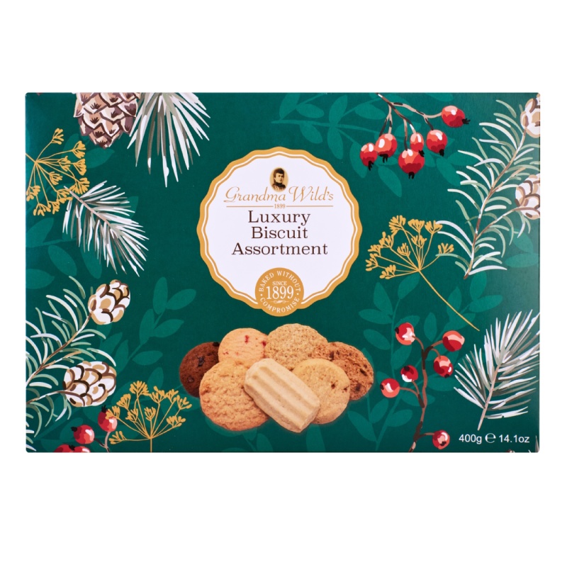 Christmas Luxury Biscuits Assortment Gift Box Grandmas Wild's 400g